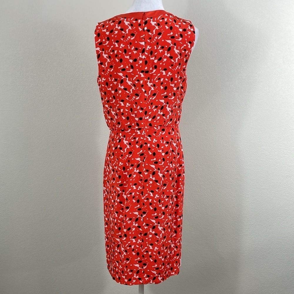 Hugo Boss 100%‎ silk sleeveless knee length red white dot dress size 8 - Picture 4 of 6